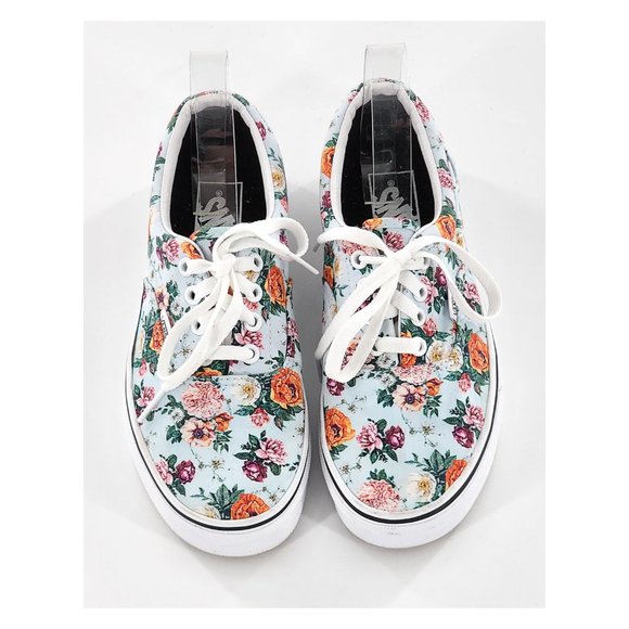 VANS Floral Print Lace Up Canvas Sneakers Unisex - Picture 3 of 12